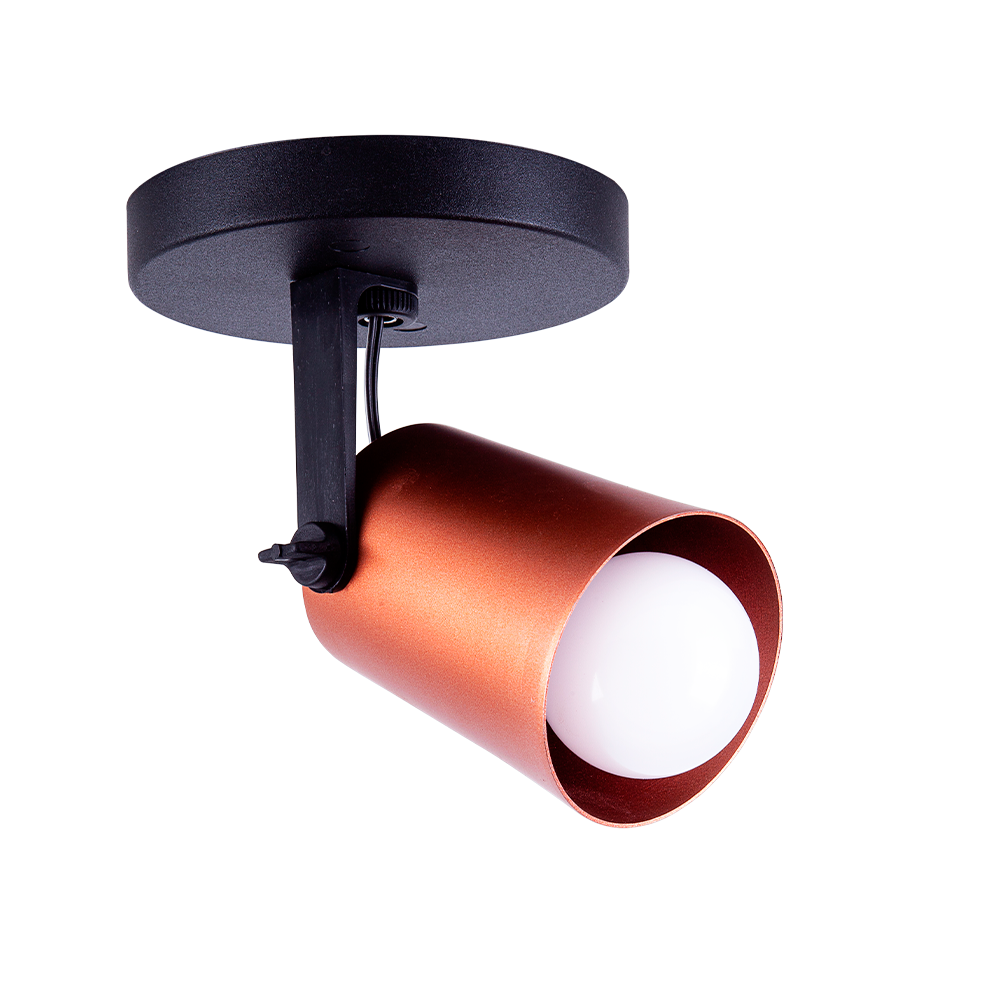 Spot de Sobrepor Moderno Direcionável Fokus 1 Lâmpada E27 Bivolt:Cobre ...