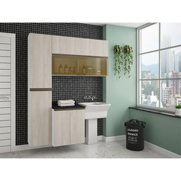 Lavanderia Pérola 3 Peças com Tampo Branco Polar com Crema - 1