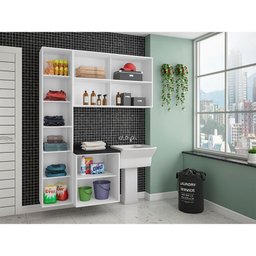 Lavanderia Pérola 3 Peças com Tampo Branco Polar com Crema - 2