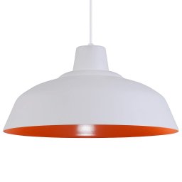 Pendente Retrô 34cm Luminária Lustre Alumínio Branco Textura C/ Laranja - T&T Iluminação - 3