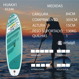 Prancha Stand Up Inflável HuaKai Com Leash + Bomba de Inflar + Remo Bestway 65346 - 2