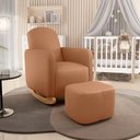 Ver imagem 2 de Poltrona de Amamentação com Balanço e Puff Orgânico Saori W01 Courissimo Mocca - Lyam Decor