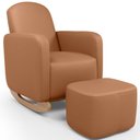 Ver imagem 1 de Poltrona de Amamentação com Balanço e Puff Orgânico Saori W01 Courissimo Mocca - Lyam Decor