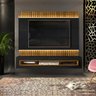 Painel Home para TV até 65 Polegadas Ripado com LED MDF Felinni - DJ Móveis - Preto Gloss e Tro - 1
