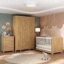 Ver imagem 1 de Quarto de Bebê Completo com Berço Americano 3 em 1 Allegra Multimóveis Mp4586 Madeirado