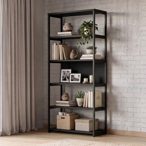 Estante Multiuso Livros Industrial 90CMX190CM Oxford Preto