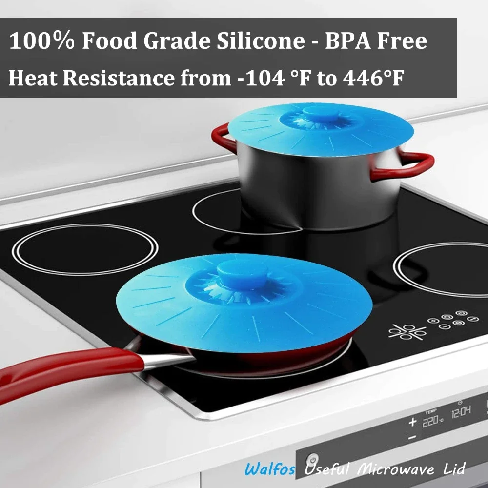 5 Tampas Silicone para Tigelas Walfos, Resistente Ao Calor para Micro-ondas com Vedação de Sucção - 5
