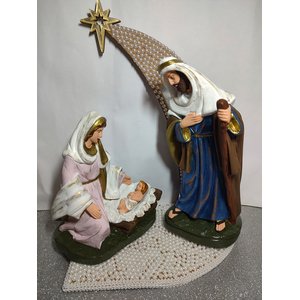 Imagem Presépio 4 Peças Jesus, Maria, José, Capela 33cm.