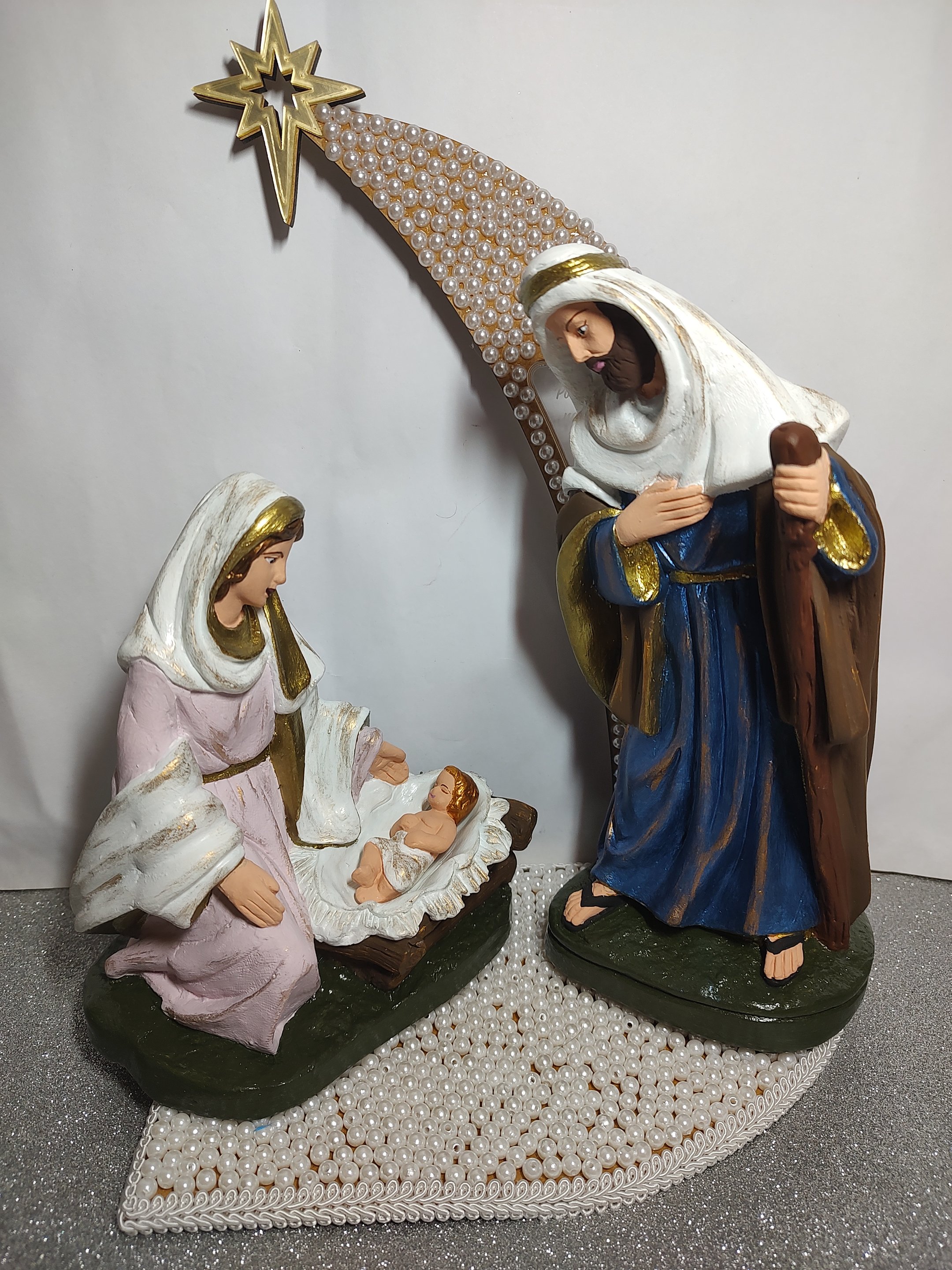 Imagem Presépio 4 Peças Jesus, Maria, José, Capela 33cm. - 2