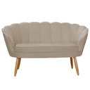 Ver imagem 3 de Namoradeira Decorativa Estofada Para Salão de Beleza Pétala Suede Cappuccino - LM DECOR