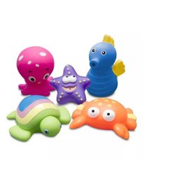 Brinquedos Para o Banho do Bebê Animais Marinhos 5 Bichinhos Set 1- Comtac Kids - 1