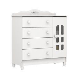 Cômoda Provençal com Fraldário Lisa Branco Brilho - 1