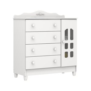 Cômoda Provençal com Fraldário Lisa Branco Brilho