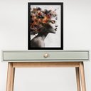 Ver imagem 1 de Quadro Rosto de Mulher com Flores 33x24cm:moldura Branca