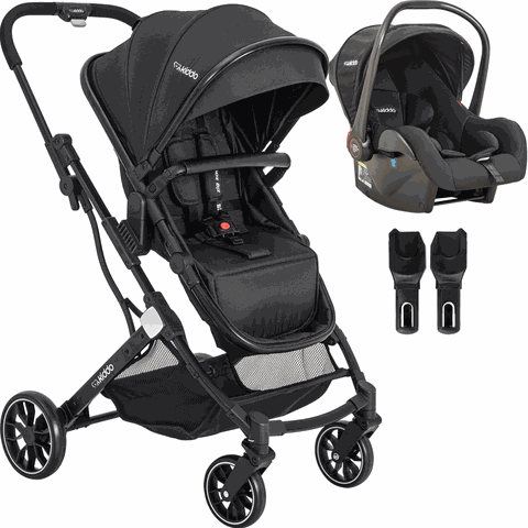 Carrinho de Bebe Moises com Bebe Conforto Kiddo Zig Zag Preto