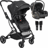 Carrinho de Bebe Moises com Bebe Conforto Kiddo Zig Zag Preto - 1