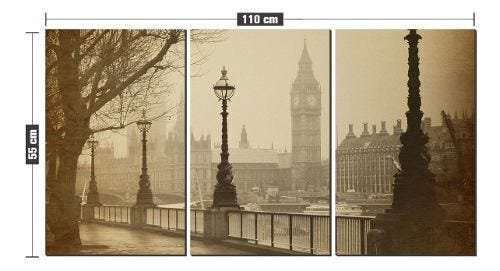 Quadro Decorativo Londres Relógio Big Ben Neblina Sala - 2