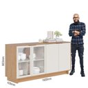 Ver imagem 7 de Cristaleira Jurerê Off White Matte Freijó com Aparador para Sala Buffet Vitória Freijó Off White
