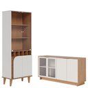 Ver imagem 1 de Cristaleira Jurerê Off White Matte Freijó com Aparador para Sala Buffet Vitória Freijó Off White