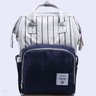 Bolsa Mochila Maternidade Lequeen Original Azul com Branco Listras - 2