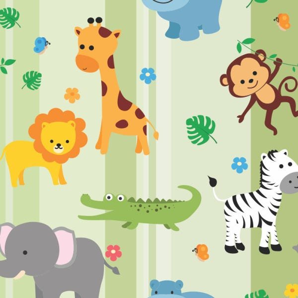 Papel De Parede Infantil Animais Safari Bebê Teen N4391 - 2