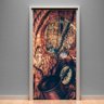 Adesivo para Porta Retro Bússola e Mapa- 83X210Cm - 1