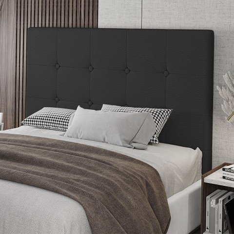 Cabeceira Queen Lua 160cm Material Sintético Preto Com Frame Bymóveis