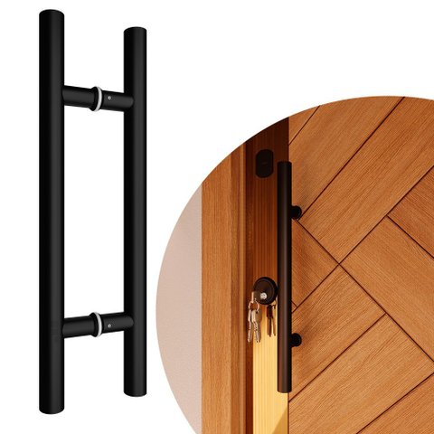 Puxador Duplo Df 907-32 - Preto - 30 Cm