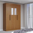 Ver imagem 1 de Guarda-roupa Solteiro Splendore 4 Portas 2 Gavetas com Espelho 100% Mdf Cinamomo - Panorama Móveis
