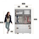 Ver imagem 2 de Guarda Roupa Solteiro Buriti 2 Portas Correr 6 Gavetas MDP com Espelho Neve Móveis Novo Horizonte
