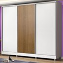 Ver imagem 1 de Guarda Roupa Juvenil 100% Mdf Madesa Kevin 3 Portas de Correr com Pés - Branco/branco/rustic