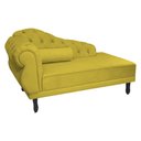 Ver imagem 2 de Recamier Decorativo Divã Larissa Lado Direito Couro Amarelo Pés Madeira Ms Decor