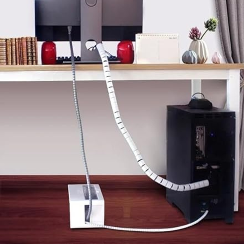 Organizador de Fios Cabos c/ Aplicador 20mm x 1m Protetor de Fios Escritório e Residência,  Branca