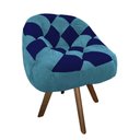 Ver imagem 2 de Poltrona Paloma Escritório Sala Giratória Madeira Suede Azul Turquesa e Suede Azul Marinho - Dominic