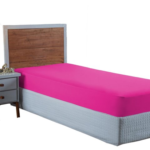 Lençol Solteiro Aveludado 400 Fios Cama Box e Infantil com Elástico Avulso:pink
