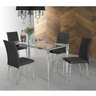 Conjunto Sala de Jantar Mesa Tampo de Vidro Aço Daiane 4 Cadeiras Viana Espresso Móveis - 1