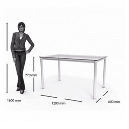 Conjunto Sala de Jantar Mesa Tampo de Vidro Aço Daiane 4 Cadeiras Viana Espresso Móveis - 2