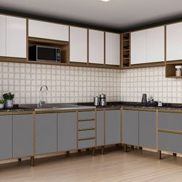 Armário de Cozinha Balcão 1 Porta Canto Reversível 80x54,5 cm Vitória Rimo Carvalho/Areia Móveis Rim - 4