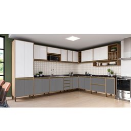 Armário de Cozinha Balcão 1 Porta Canto Reversível 80x54,5 cm Vitória Rimo Carvalho/Areia Móveis Rim - 3