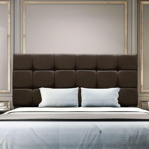 Cabeceira Estofada Cama Box Casal 140 Cm Ananda Suede Marrom