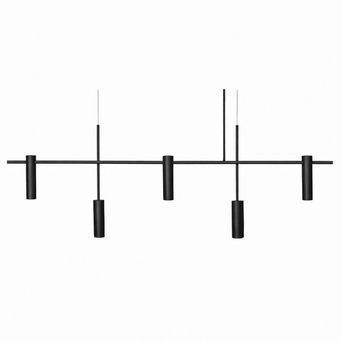 Pendente Lux Aluminio Teto Gu10 5 Luzes Lumini Lab - Preto Microtextura