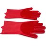 Luvas de Silicone Limpeza Esponja Macia Lavar Louça Multiuso - Vermelho - 5