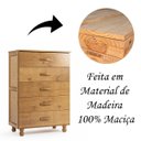 Ver imagem 4 de Cômoda 5 Gavetas 100% Madeira Rústica Pandora Carvalho