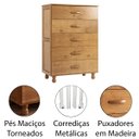 Ver imagem 3 de Cômoda 5 Gavetas 100% Madeira Rústica Pandora Carvalho