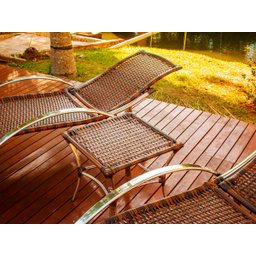 2 Espreguiçadeiras Caiobá e Mesa em Alumínio - Piscina, Jardim - Tabaco - 5