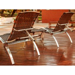 2 Espreguiçadeiras Caiobá e Mesa em Alumínio - Piscina, Jardim - Tabaco - 3