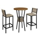 Ver imagem 2 de Conjunto Bistrô Mesa Redonda 2 Banquetas Madeira Maciça Ripada Porta-Gelo Marrom Rami/Pérola/Preto