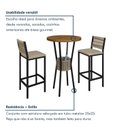 Ver imagem 6 de Conjunto Bistrô Mesa Redonda 2 Banquetas Madeira Maciça Ripada Porta-Gelo Marrom Rami/Pérola/Preto