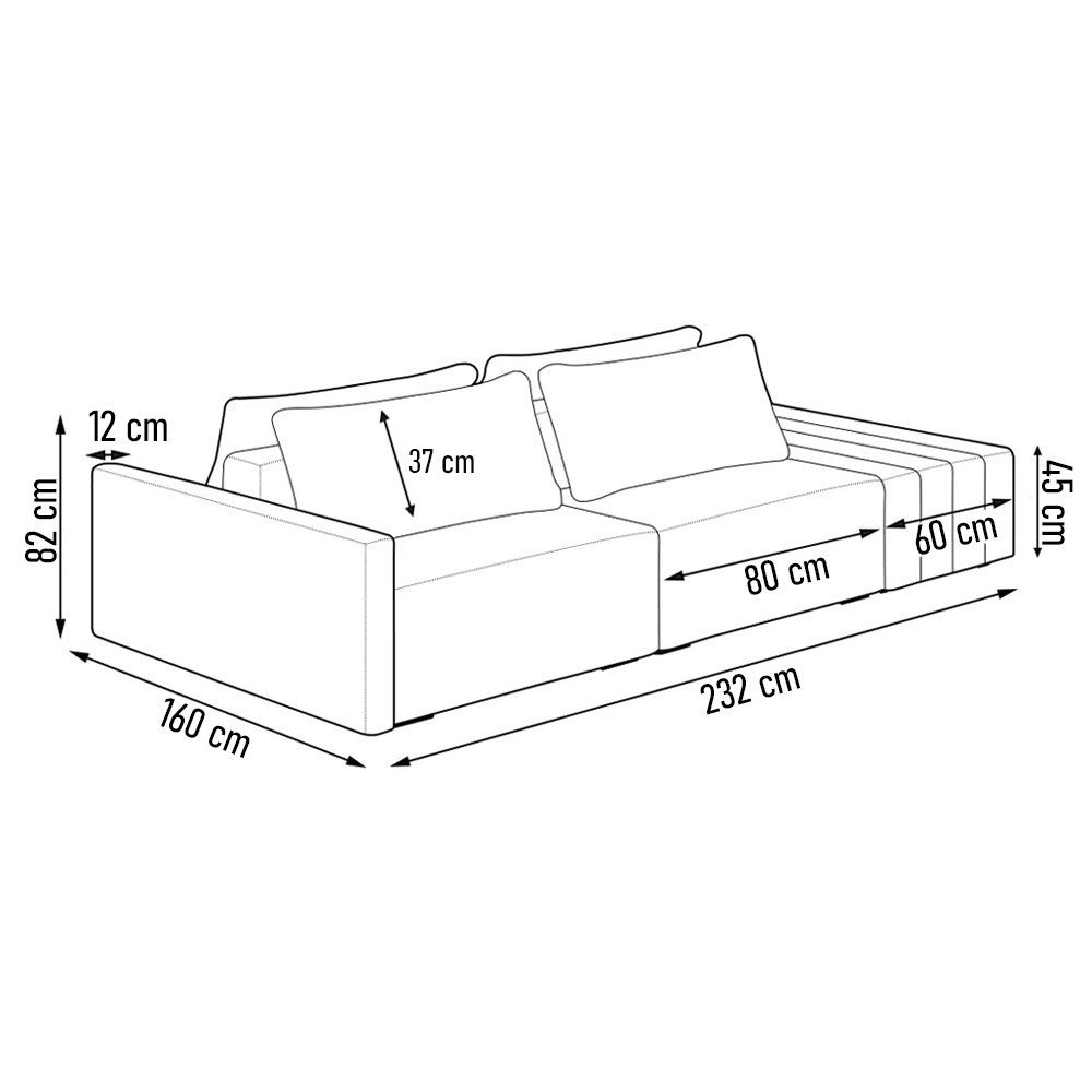 Sofá Ilha Modular com Puff para Sala Living 232cm Georgia K04 Linho Cinza - Mpozenato - 4