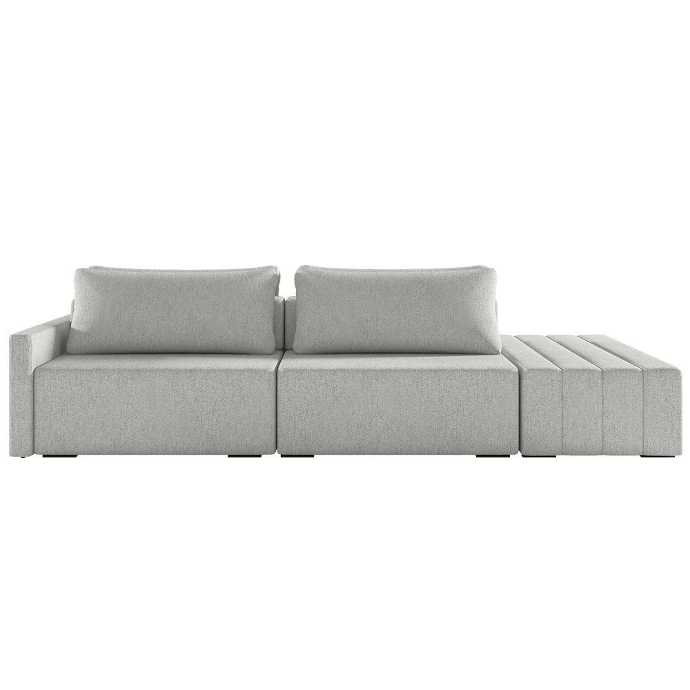 Sofá Ilha Modular com Puff para Sala Living 232cm Georgia K04 Linho Cinza - Mpozenato - 7